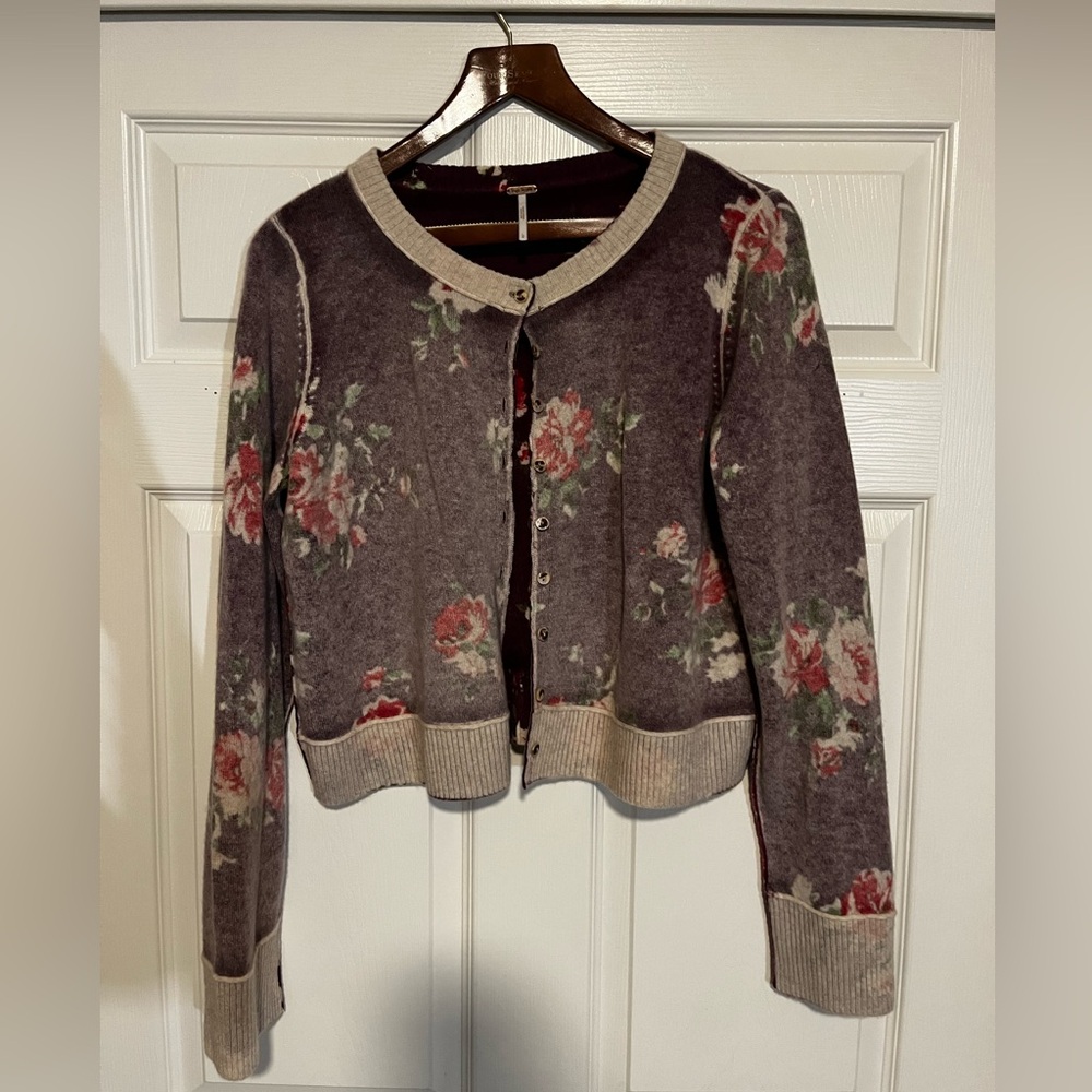 Free People Floral Knit Top
